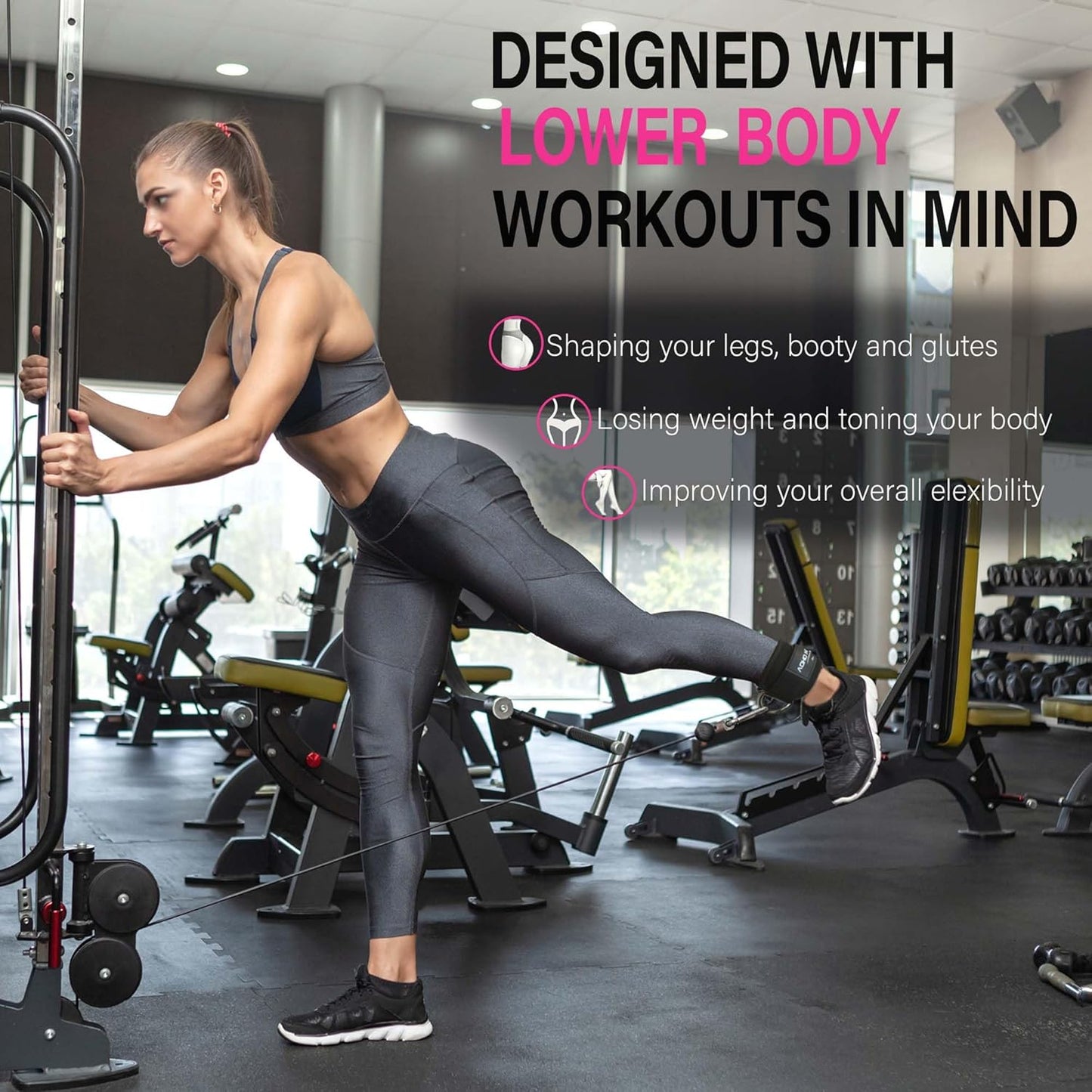 Ankle Strap for Cable Machine Attachments - Neoprene Cuffs for Glute Kickbacks & Leg Workouts | Gym Accessories for Men & Women