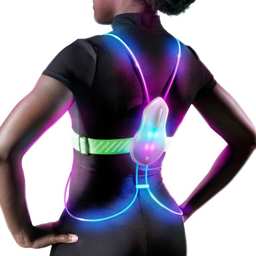 noxgear Tracer2 Multicolor Light Up and Reflective Running Vest | Adjustable Fit, Rechargeable, Waterproof | Running Lights for Runners, Cyclist and Walkers | High Visibility Vest (Size: Med-Large)