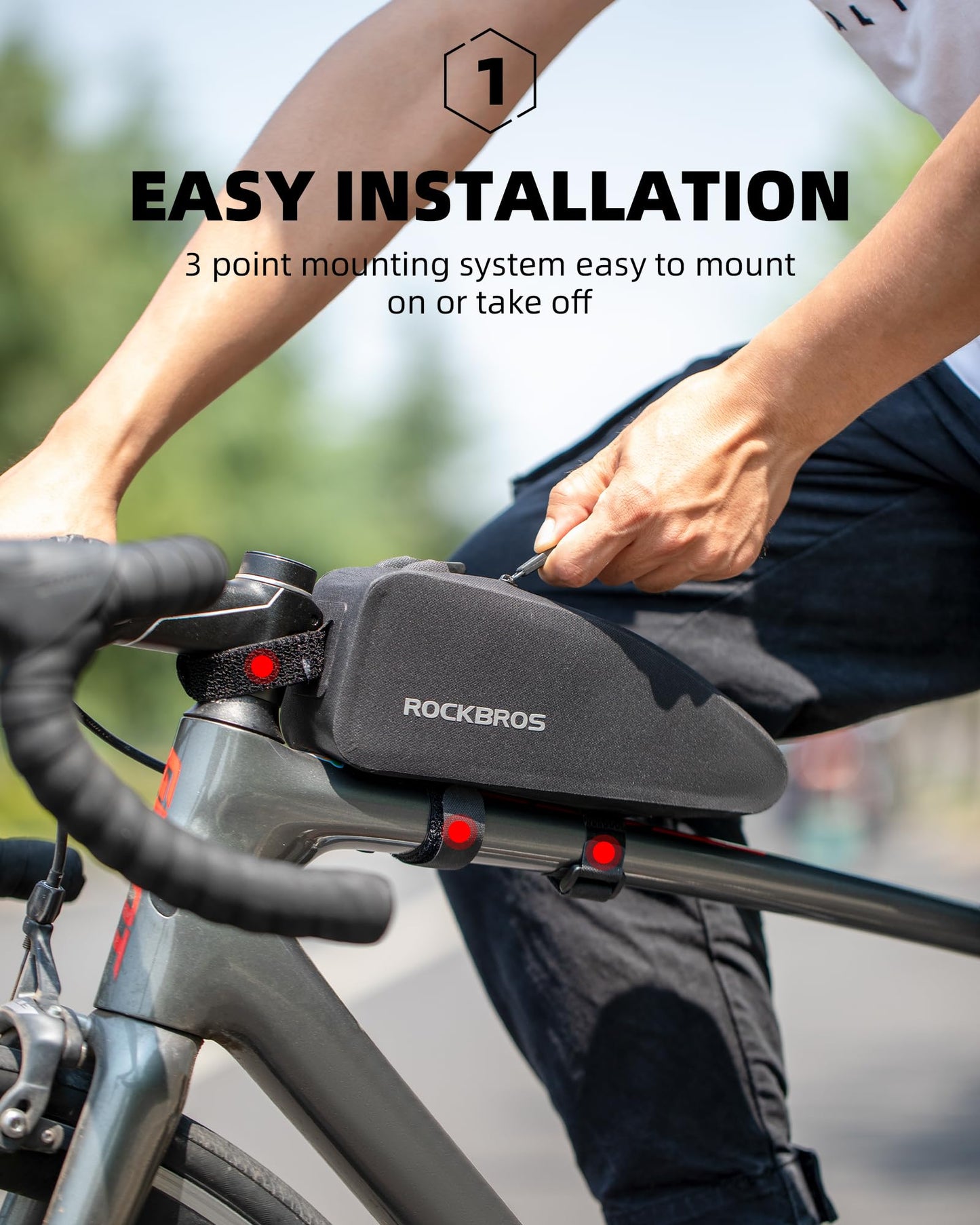 ROCKBROS Top Tube Bag Bike Frame Bag with Dual Zippers Bike Pouch
