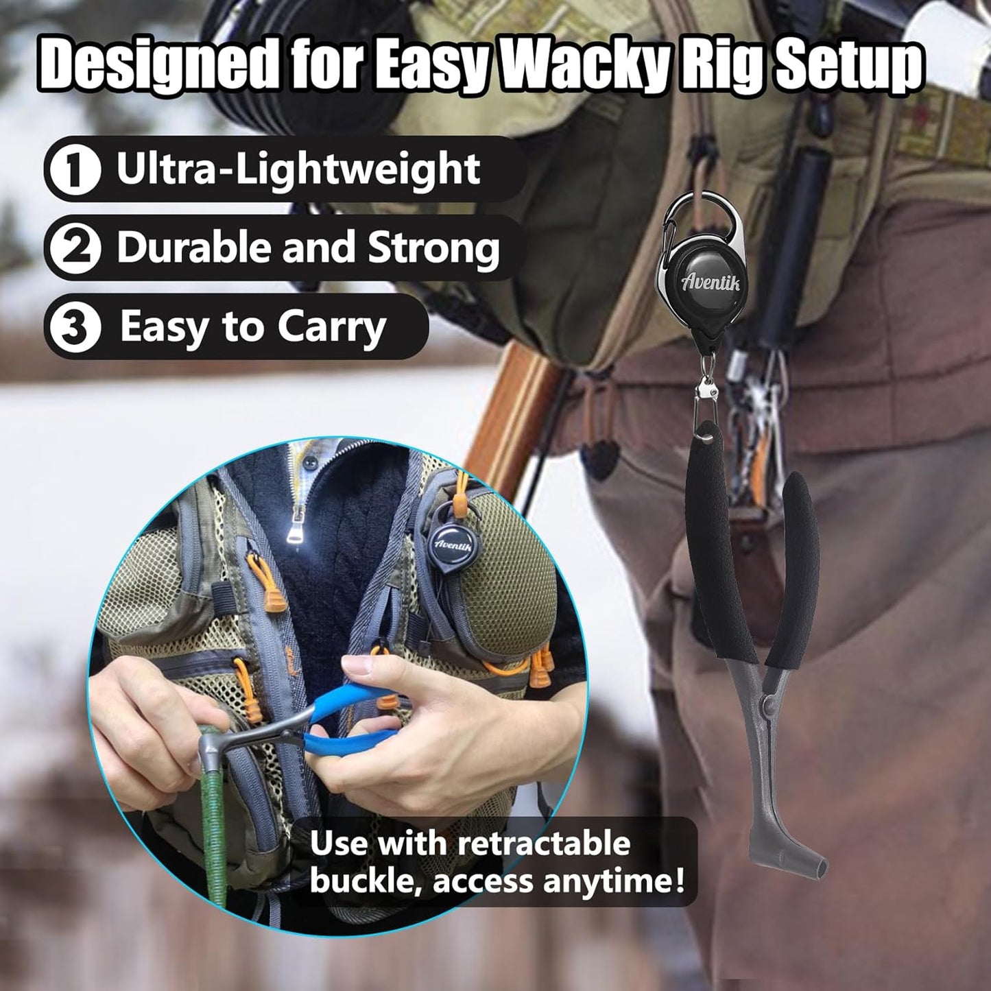 Wacky Worm Pliers - Labor-Saving Lever Design with 300 O-Rings (6/7mm) | Smooth Action Teflon Coated Stainless Steel Tools