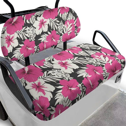 FUIALDOLG Golf Cart Seat Cushions Cover Pink Hibiscus Flower Anti-Scratch Golf Cart Seat Cover + Backrest Cover Cool in Summer and Warm in Winter for EZGO TXT RXV & Club Car