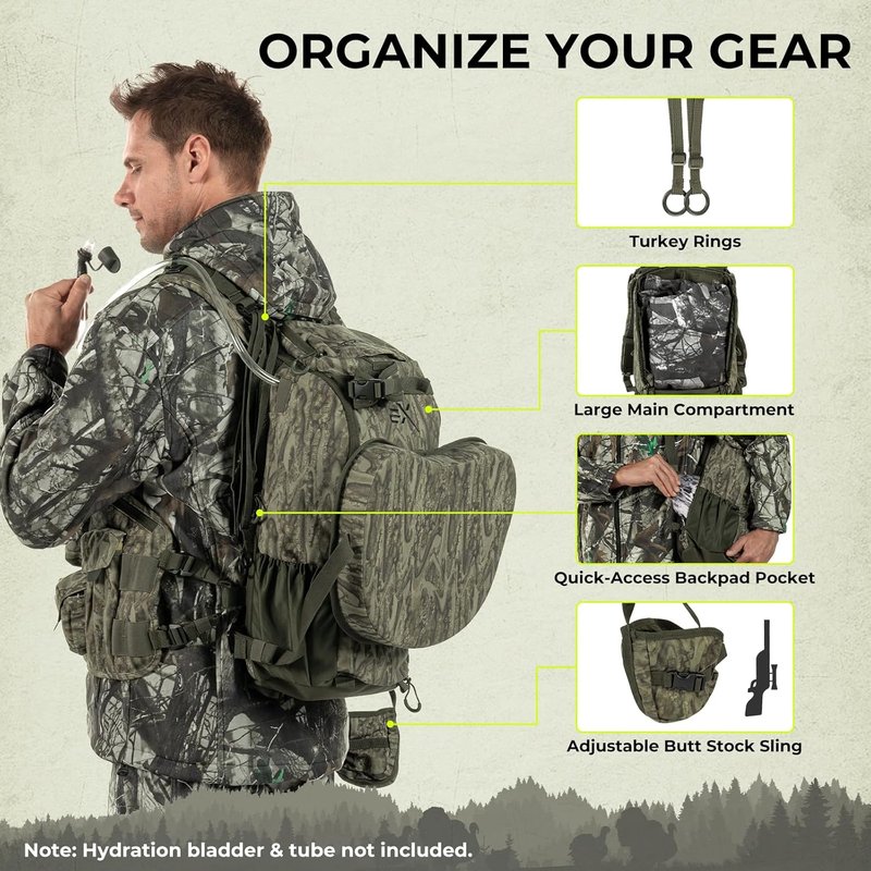 KastKing BearHauler Turkey Hunting Vest - Convertible Daypack, Thick Seat, Hydration Pocket | Quiet Fabric, Multiple Pockets