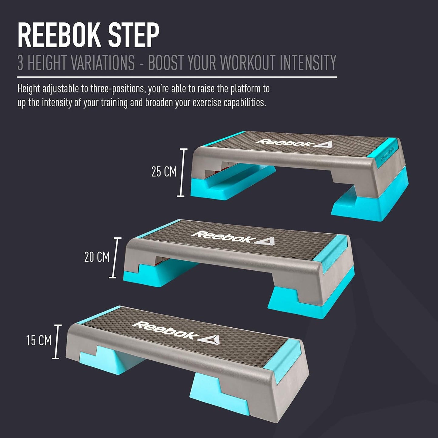 Reebok Adjustable Aerobic Step Platform - Multipurpose for HIIT & Strength Training | Ideal for Cardio Workouts