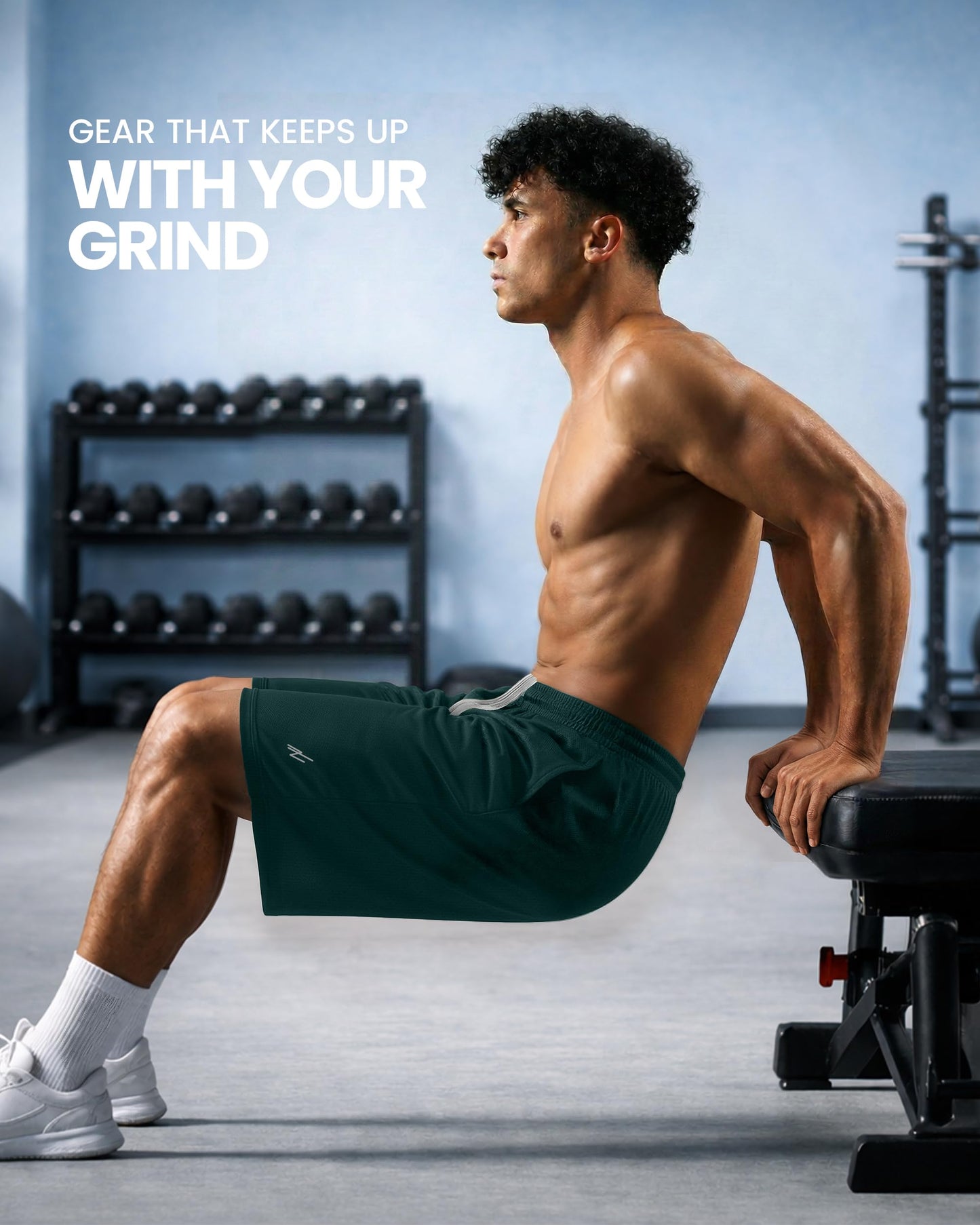 NY Threads Men's Athletic Shorts Quick Dry Loose-Fit Lightweight Running Workout Gym Shorts with Pockets, Small, Dark Green