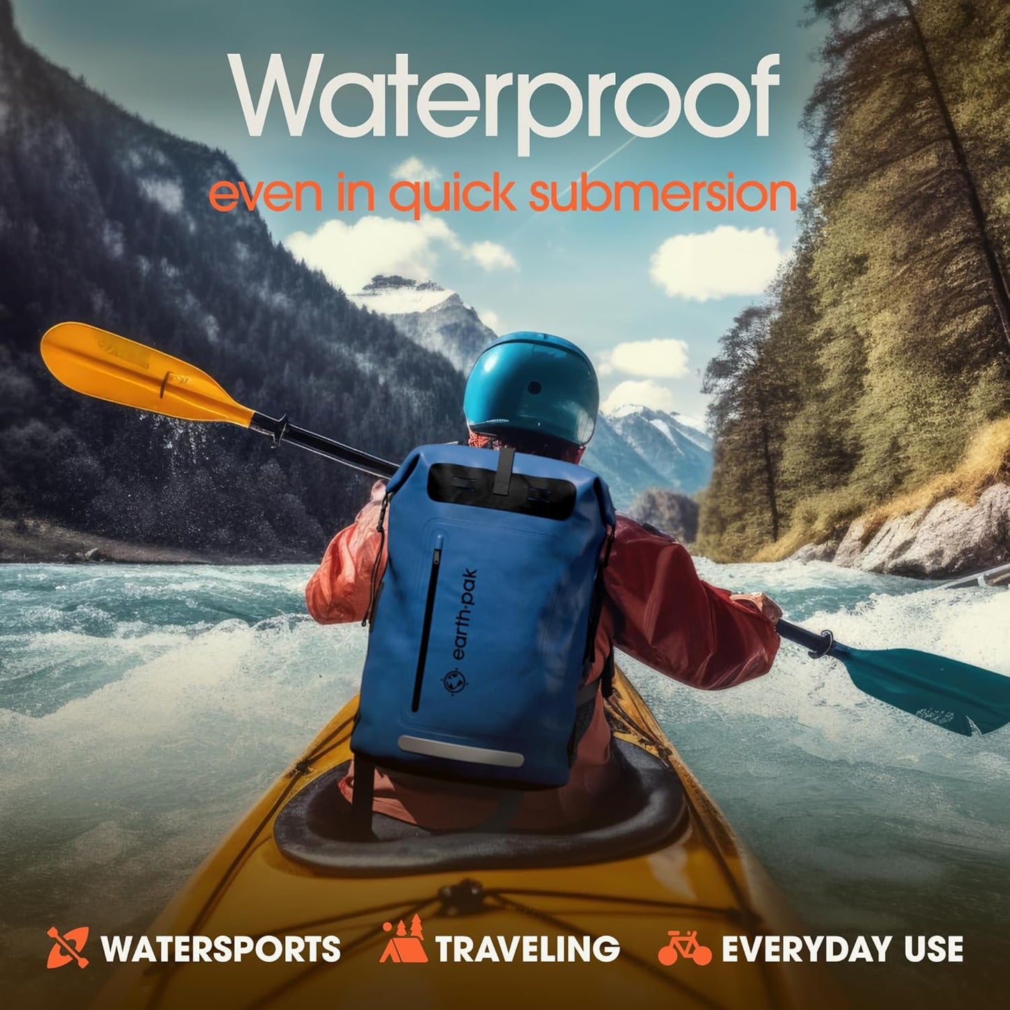 Waterproof Backpack for Hiking - Heavy Duty Roll-Top Closure | Cushioned Dry Bag & Phone Case Included