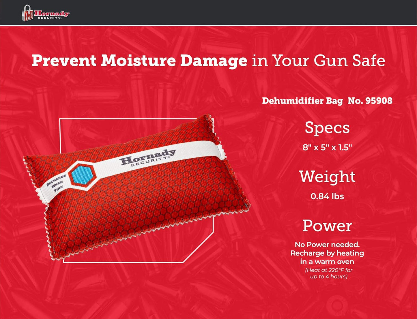 Hornady Reusable Dehumidifier Bag - 450G Moisture Absorber for Gun Safes | Prevents Damage to Firearms & Accessories, Black