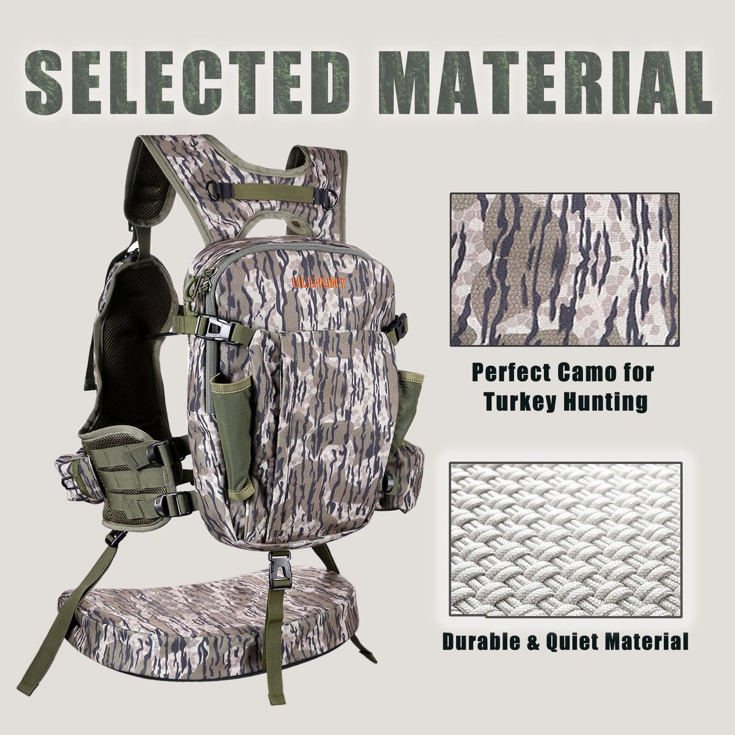NatureBlend Turkey Vest with Seat Cushion, Adjustable Turkey Hunting Vest with Game Pouch, Hunting Clothes Vest for Men & Women, Turkey Hunting Accessories, Turkey Vest for Hunting