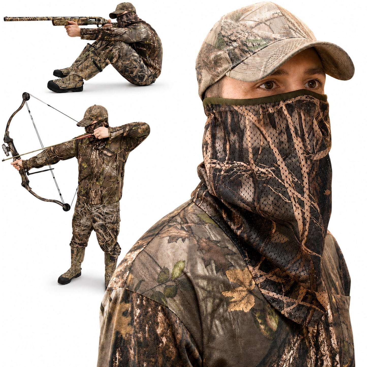 Camo Turkey Hunting Mask - Lightweight Camouflage Face Netting for Men