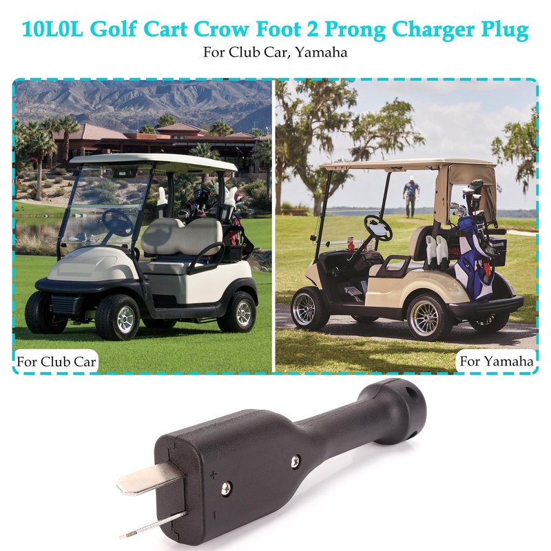 10L0L Crow Foot 2 Prong Charger Plug for EZGO, Yamaha, Club Car 36 Volt Electric Golf Cart