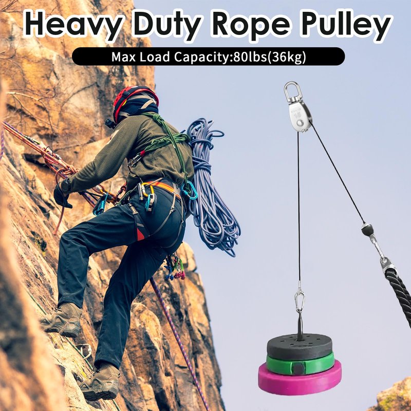 12 Pack M15 Pulleys for Rope, 304 Stainless Steel Wire Rope Cable Pulley, Heavy Duty Swivel Pulley Wheel Hanging Wire Towing Wheel for Lifting