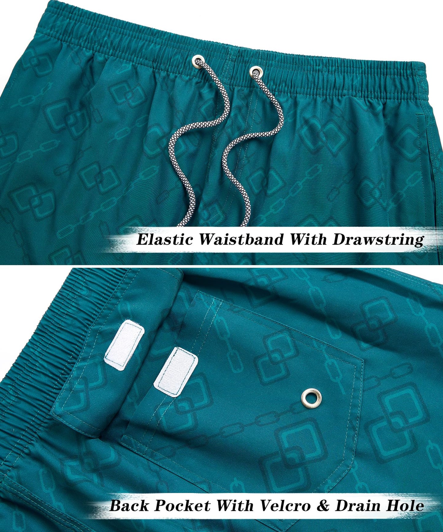 ELETOP Men's Swim Trunks with Mesh Liner 9 Inch Beach Bathing Suit