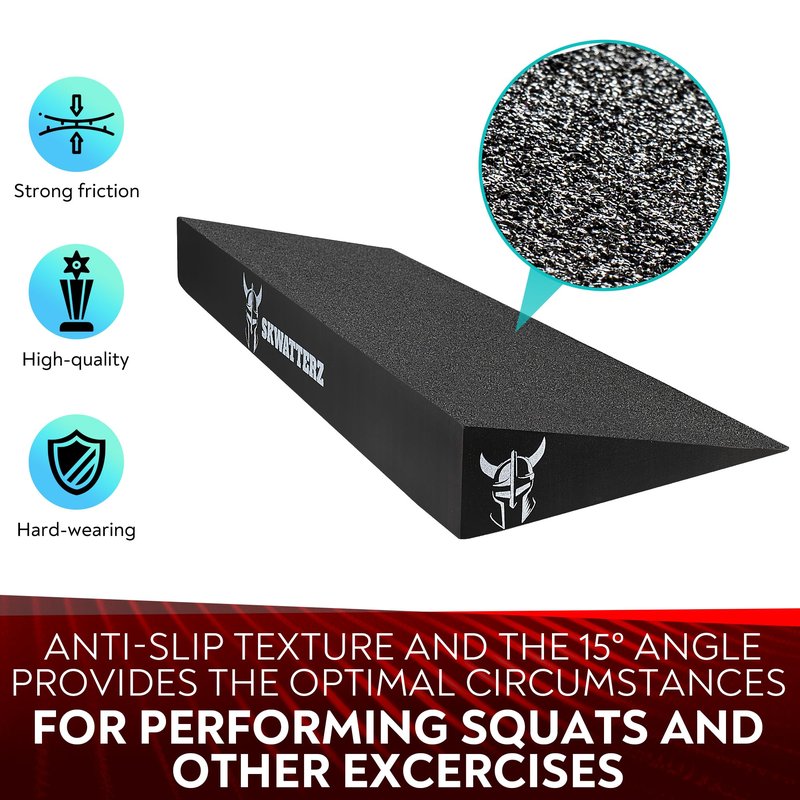 SKWATTERZ Slant Board Squat Wedge Boards For Exercise - ATG Workout Wedge With Anti Slip Sandgrip Layer Already Mounted - Calf Raise Block & Bulgarian Split Stand Squats wedges Incline - Heel Elevated Blocks