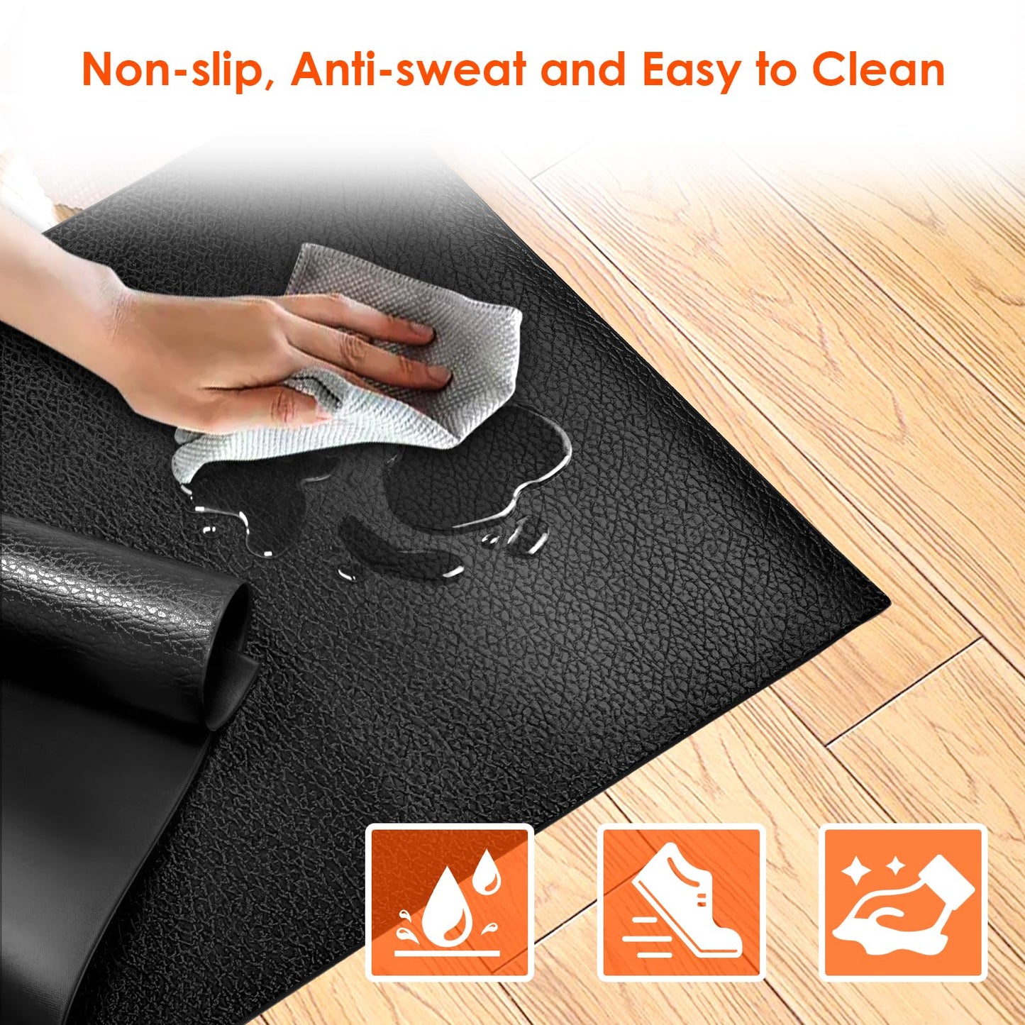 Exercise Equipment Mat, Orealla Foldable Treadmill Mat Fitness Exercise Bike Mats 51.18"x23.82" Waterproof Non-Slip for Home Gym Workout Floor Protector