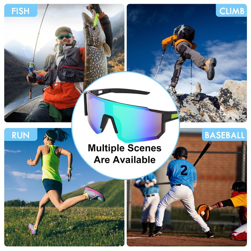ZYFOFFICE Cycling Glasses Mens Women Mirrored Sports Goggles for MTB Road Bike Hiking Baseball UV400 Protection (3 PacK)