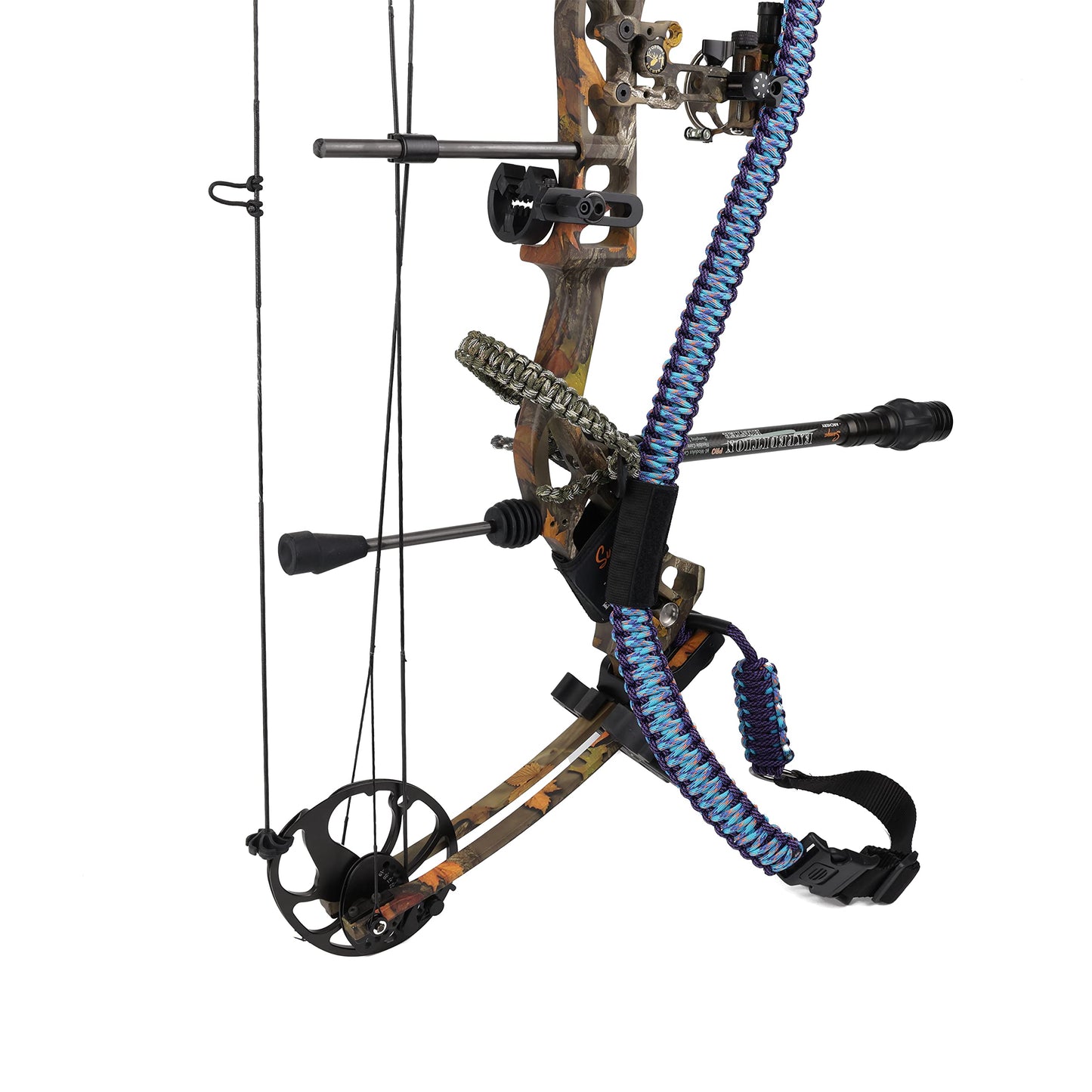 Sunya Paracord Compound Bow Sling with V2 Upgraded Magnetic Connection System. Lightweight Hands Free Shoulder Carrying Sling for Bow Hunting, Field Archery and 3D(Blackout)