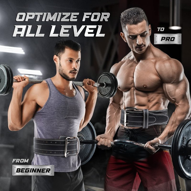 Yes4All Leather Weightlifting Belt - Premium 100% Genuine Leather Gym Belt for Heavy Lifting, Squats, Deadlifts, and More - Unisex Design