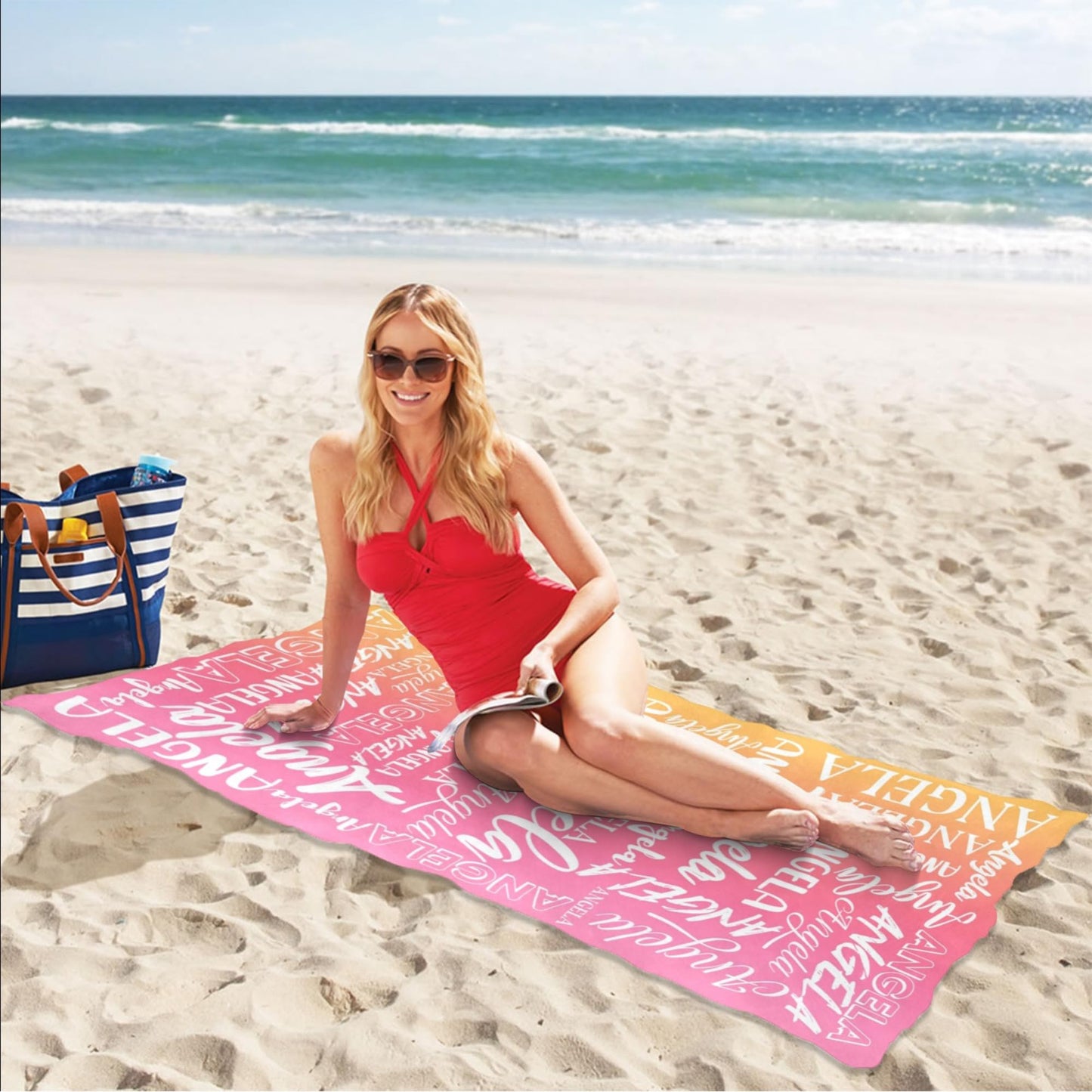 Esmtuaij Personalized Beach Towels for Kids and Adults, Custom Beach Towels with Name, Custom Quick-Drying Travel & Pool & Beach Towels,Customized Gifts for Women & Men & Children