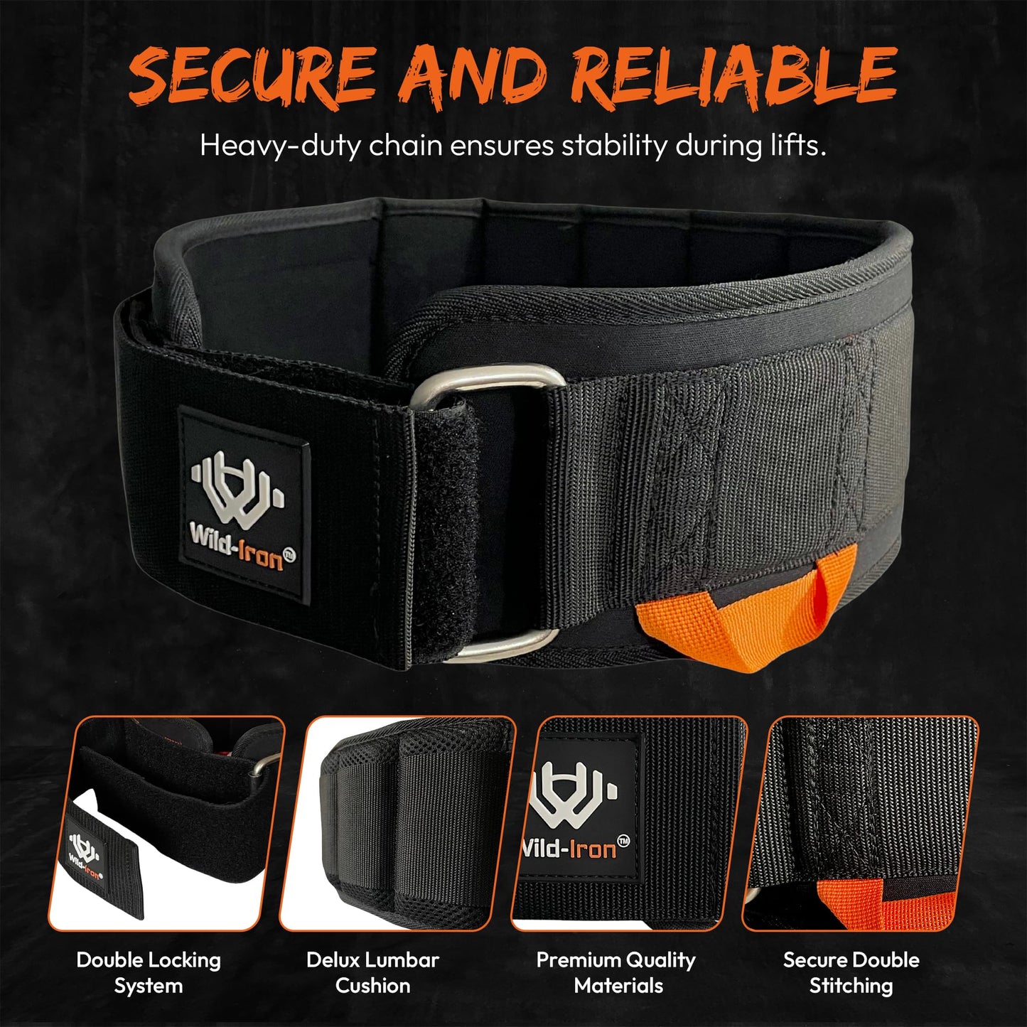 Wild-Iron Weight Lifting Belt – 2-in-1 Dip Belt with Weighted Belt, Chain – Heavy-Duty Dip Belt for Weight Lifting, Squats, Pull-Ups, Deadlifts – Quick- Release Back and Lumbar Support Belt