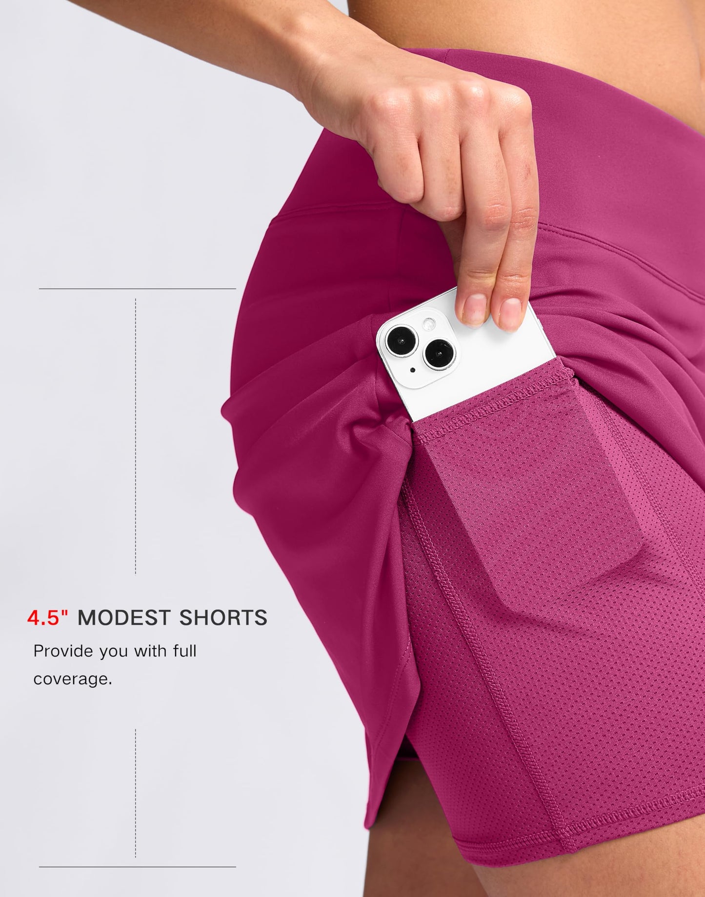 SANTINY 16" Skorts for Women with 2 Pockets High Waisted A Line Pickleball Golf Skort Casual Athletic Tennis Skirt (Rose_M)