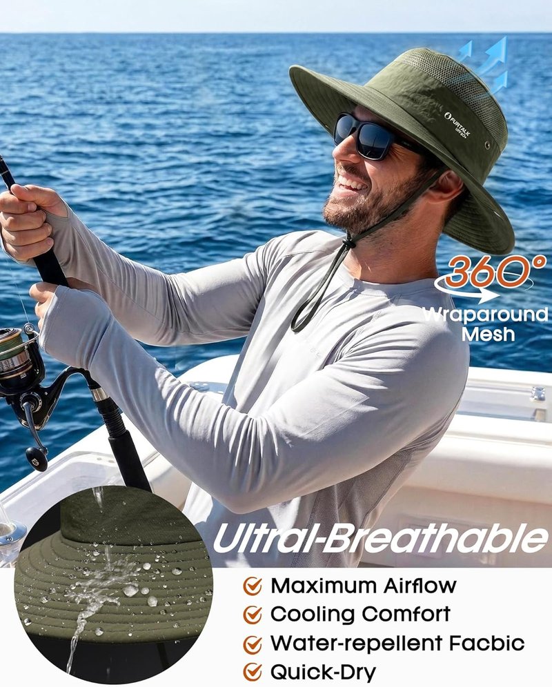 FURTALK Sun Hats for Men & Women | UPF 80+ Breathable Wide Brim Fishing & Hiking Bucket Hat