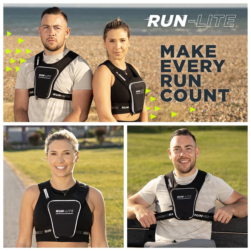 Running Vest with Phone Holder & Waterproof Pouch – Adjustable Belt Fits 28"–44" Chest – Reflective Gear with 2 Shoulder Pockets for Keys, Gels, Phones up to 6.8” (Unisex Adult)