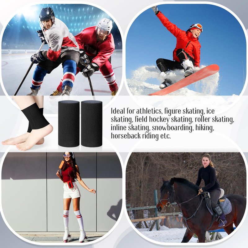 Zomiboo 2 Pcs Ankle Gel Sleeves Padded Socks Skateboard Accessories Ankle Pads Compression Sleeve Protector Brace for Skating Riding Ski Protection Foot Support Socks(Black)