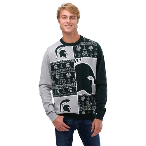 FOCO Michigan State Spartans NCAA Mens Busy Block Snowfall Sweater - M