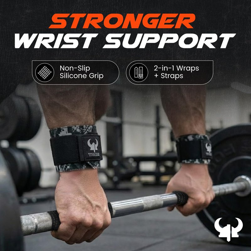 Heavy-Duty 2-in-1 18" Wrist Wraps & Lifting Straps for Weightlifting – WRIST WRAPS + WRIST STRAPS IN ONE - Non-Slip Silicone Grip, Adjustable Wrist Support, Heavy Duty Deadlift Straps – Gym Accessories for Strength Training, Powerlifting, Bodybuilding