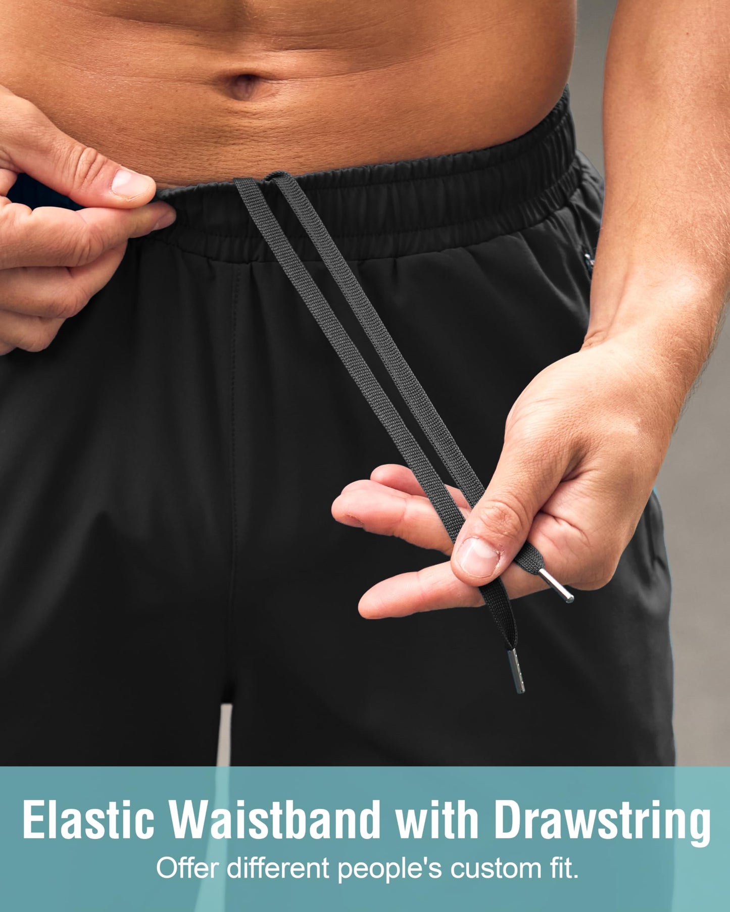 G Gradual Men's Athletic Running Shorts with Zipper Pockets Quick Dry 7"/ 5"/ 9" Workout Gym Shorts for Basketball Hiking(Black,9L)
