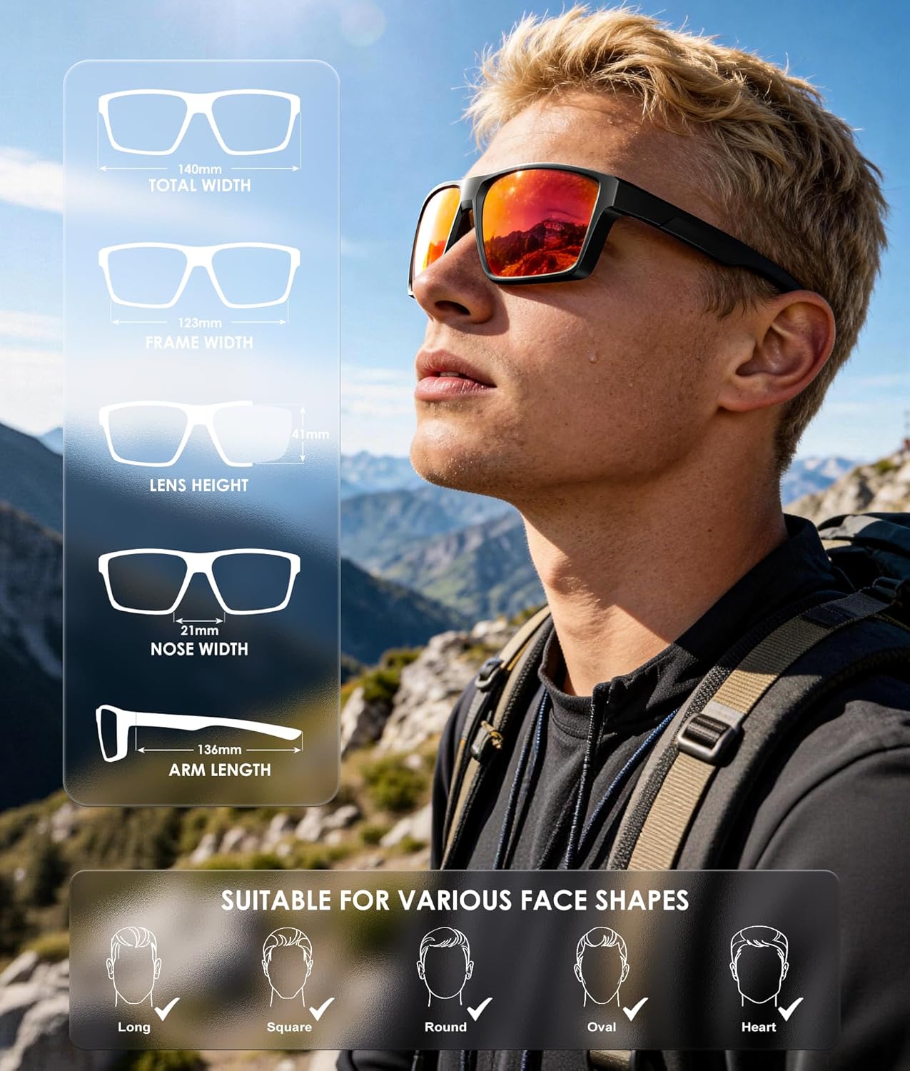 Polarized Sports Sunglasses for Men & Women - UV400 Protection for Driving, Running, Cycling