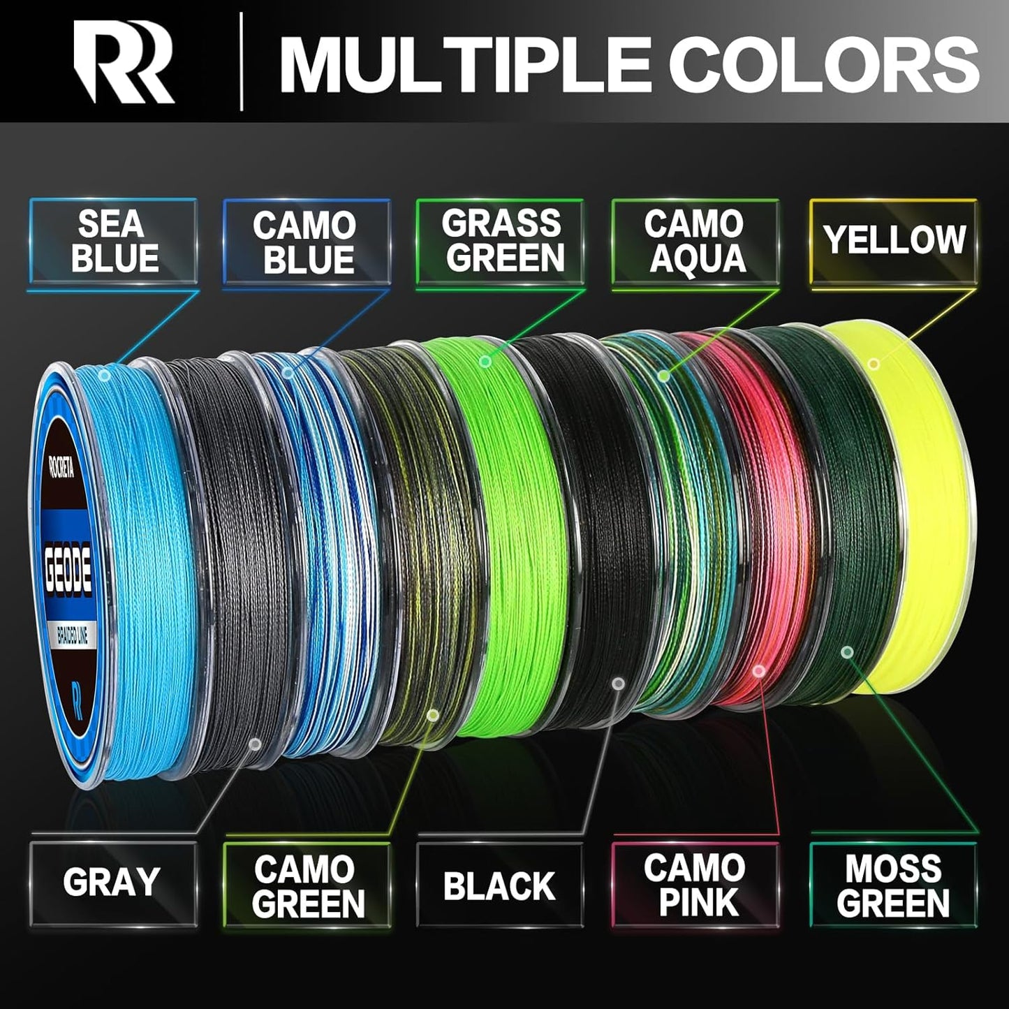 Geode Braided Fishing Line - Super Strong Power Braid for Saltwater & Freshwater | 8-50lb, 150yds-1000yds