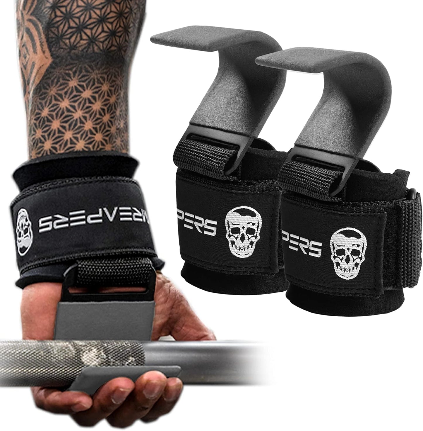 Weight Lifting Hooks - Heavy Duty Power Wrist Straps for Deadlifts & Pull-Ups | Gym Gloves for Men & Women
