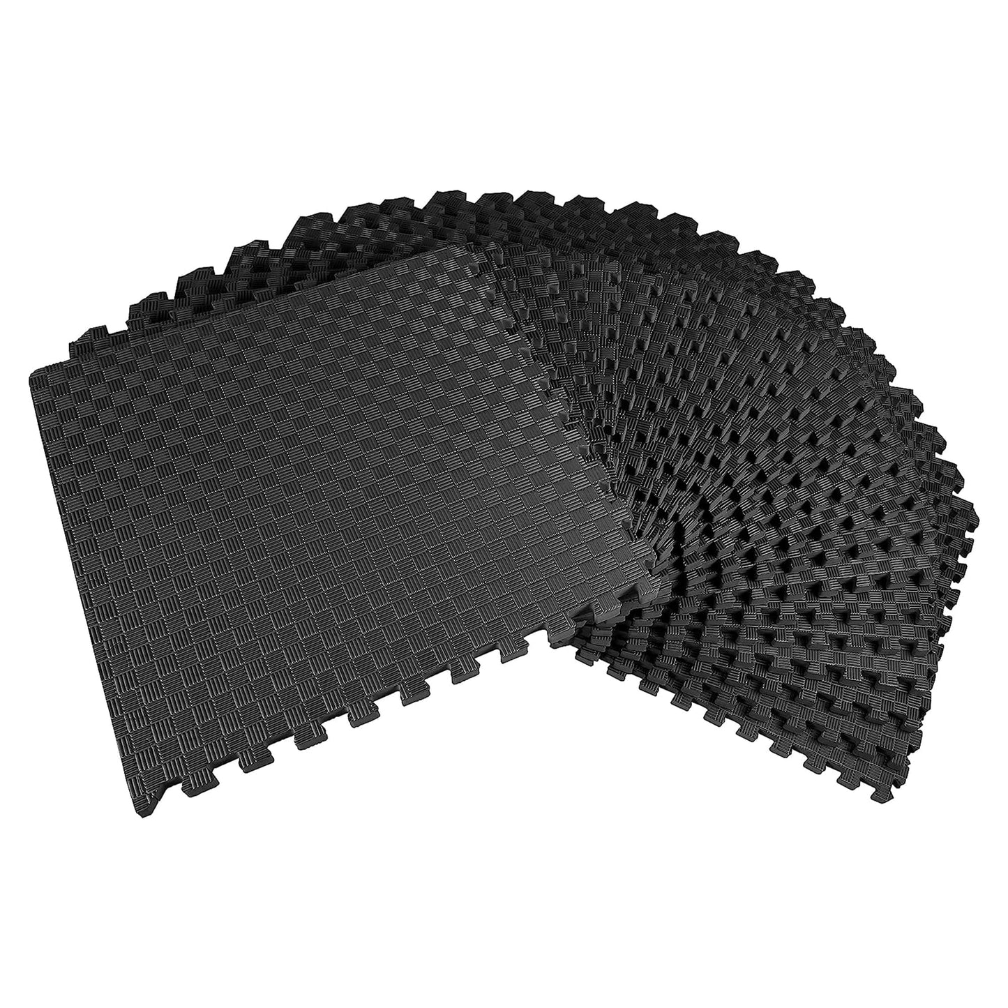 Signature Fitness Puzzle Exercise Mat with EVA Foam Interlocking Tiles for MMA, Exercise, Gymnastics and Home Gym Protective Flooring, 1" Thick, 72 Square Feet, Black