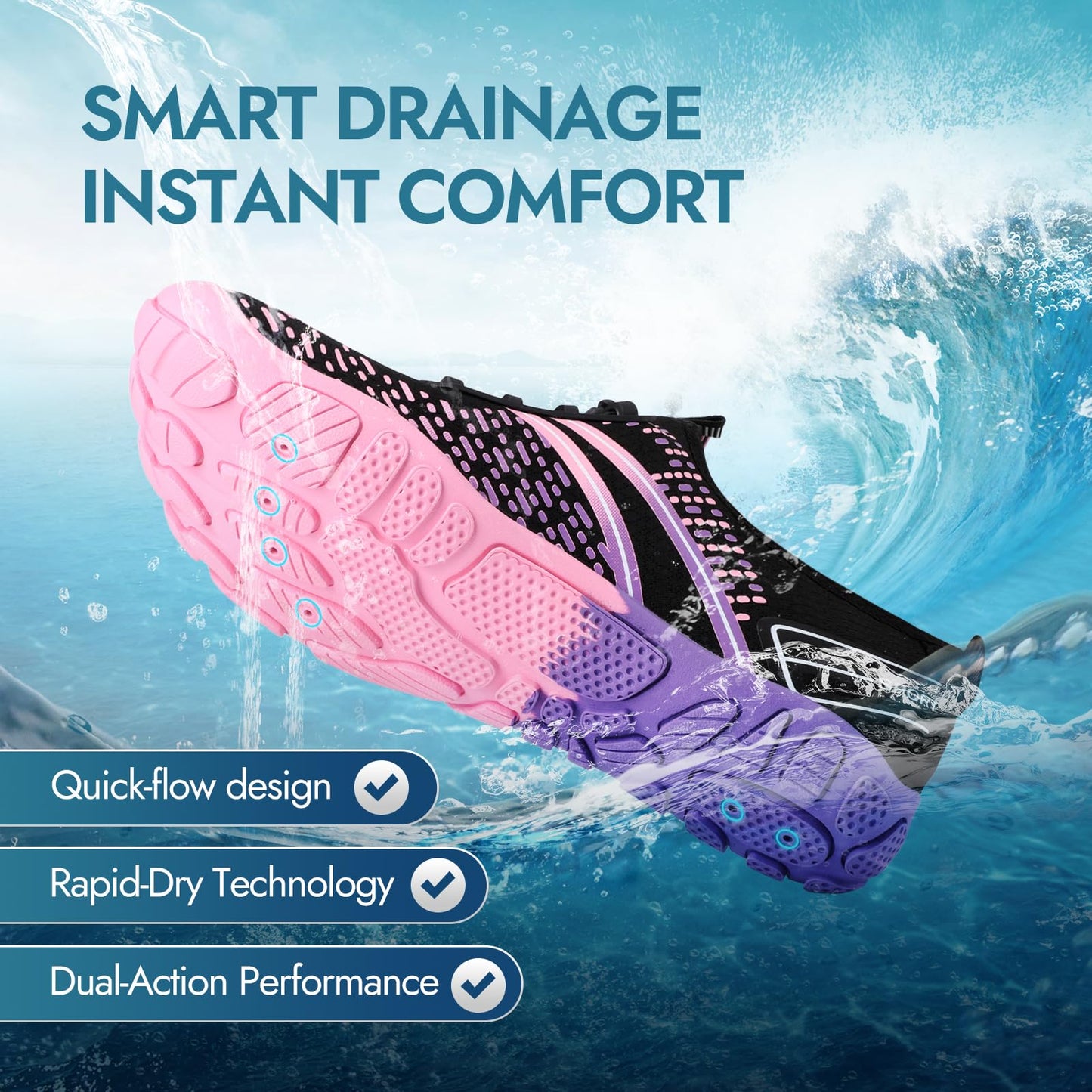 ATHMILE Hiking Barefoot Water Shoes for Women Men Beach Swim Pool Quick Dry