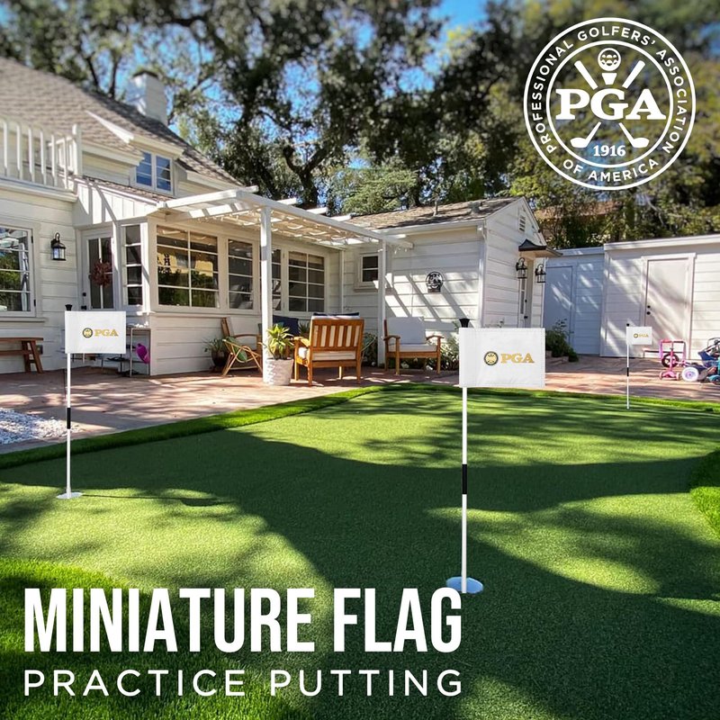 COGOLFING Golf Flag Mini, Double-Sided PGA National Flag with Regular Tube, Double-Sewn Durable 420D Nylon Golf Pin Flags for Backyard Landscape, 8"L x 6"H, White, 1-pack