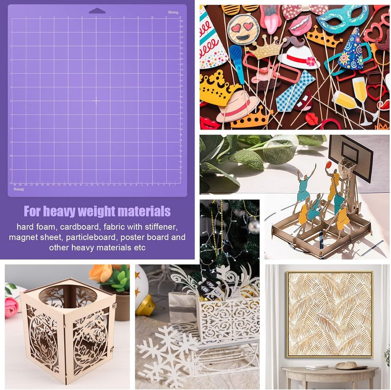 Cutting Mat for Cricut - 4 Pack Strong Replacement Pads | Purple Cut Mats for Maker 3 & Air 2 with Scraper & Pick Needle