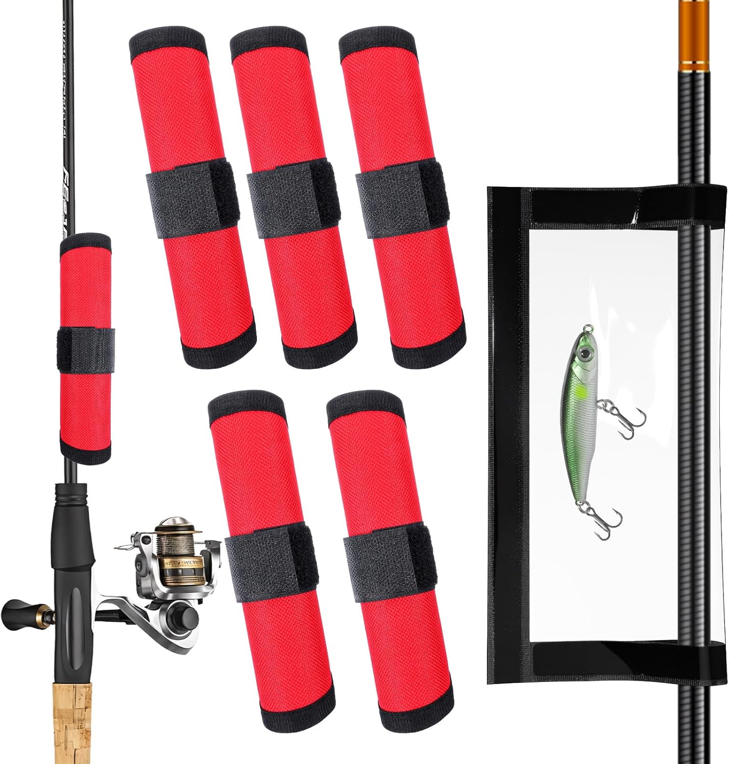 Fishing Lure Wraps Set - 6 Pcs Clear PVC Fishing Rod Covers | Protectors for Fish Hooks & Lures
