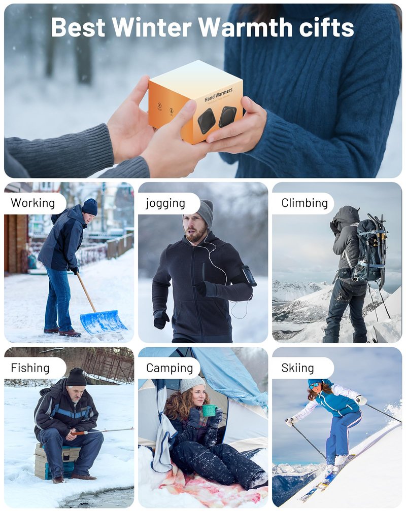 Lerat Hand Warmers Rechargeable, 2 Pack Electric Hand Warmers, Reusable Portable Pocket Handwarmers, USB Rechargeable, Gifts for Men & Women, Indoor Outdoor Use, Hiking, Skiing, Camping, Huntingk