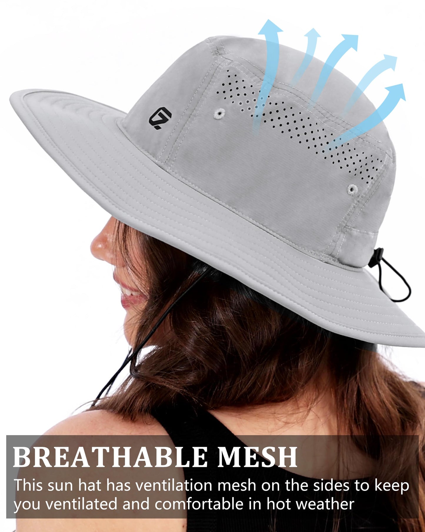 GADIEMKENSD UV Protection Bucket Hat for Men & Women, Wide Brim Sun Hats for Fishing Hiking, Breathable Quick-Dry Cooling Safari, Water-Repellent Bonnie Sunhat for Beach Golf Garden Travel White