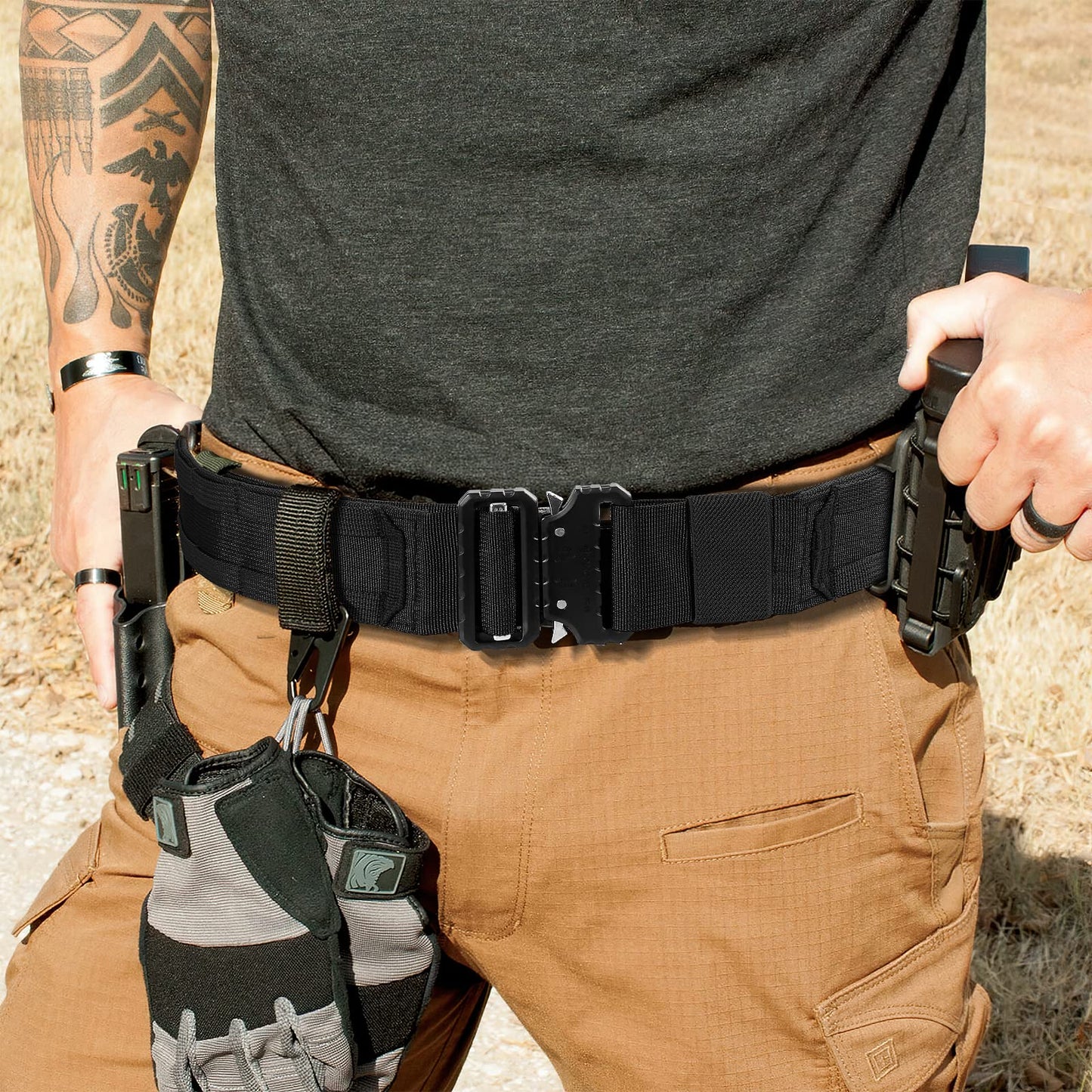 AIKATE Tactical Molle Gun Belt, 1.75 & 2.25 Inch Inner & 2.0 Inch Heavy Duty War Belt