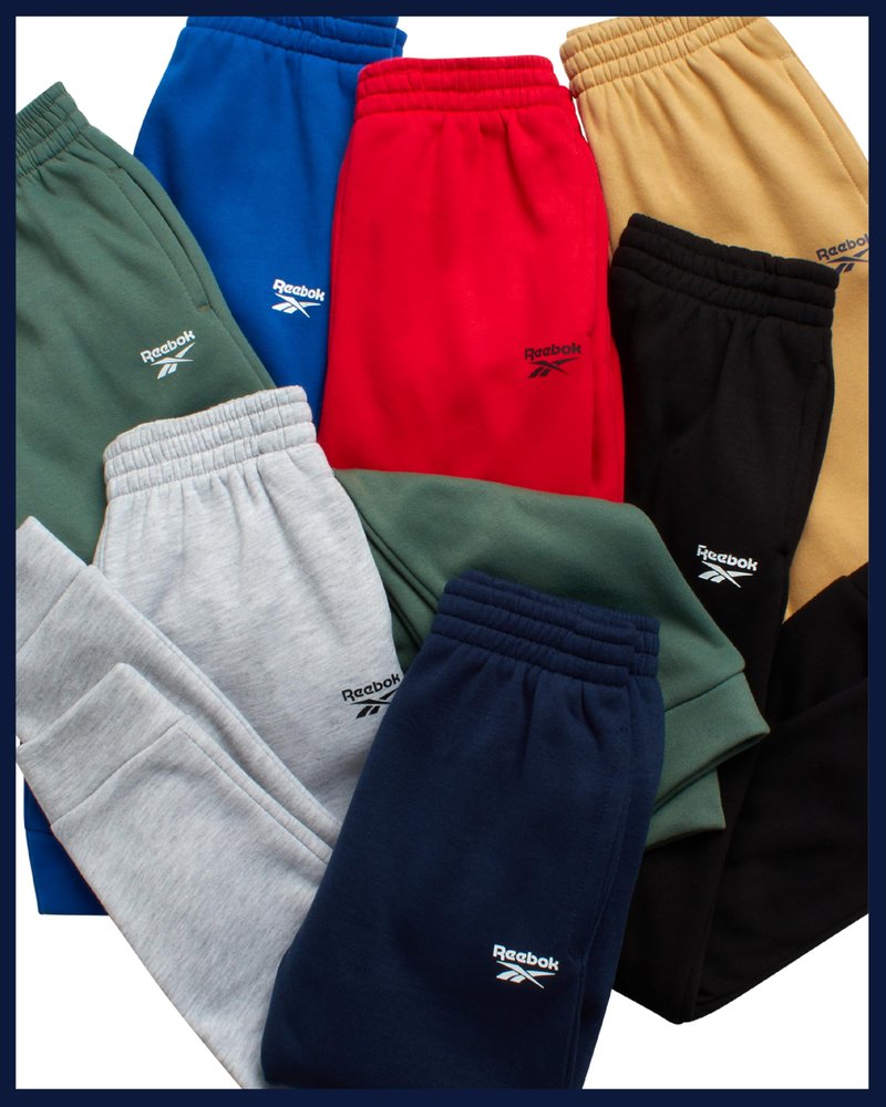Reebok Boys Sweatpants - 4 Pack Soft Performance Fleece Boys Joggers Athletic Pants with Pockets for Gym Running and Workout, Size 10, Black/Red/Vector Blue/Light Grey
