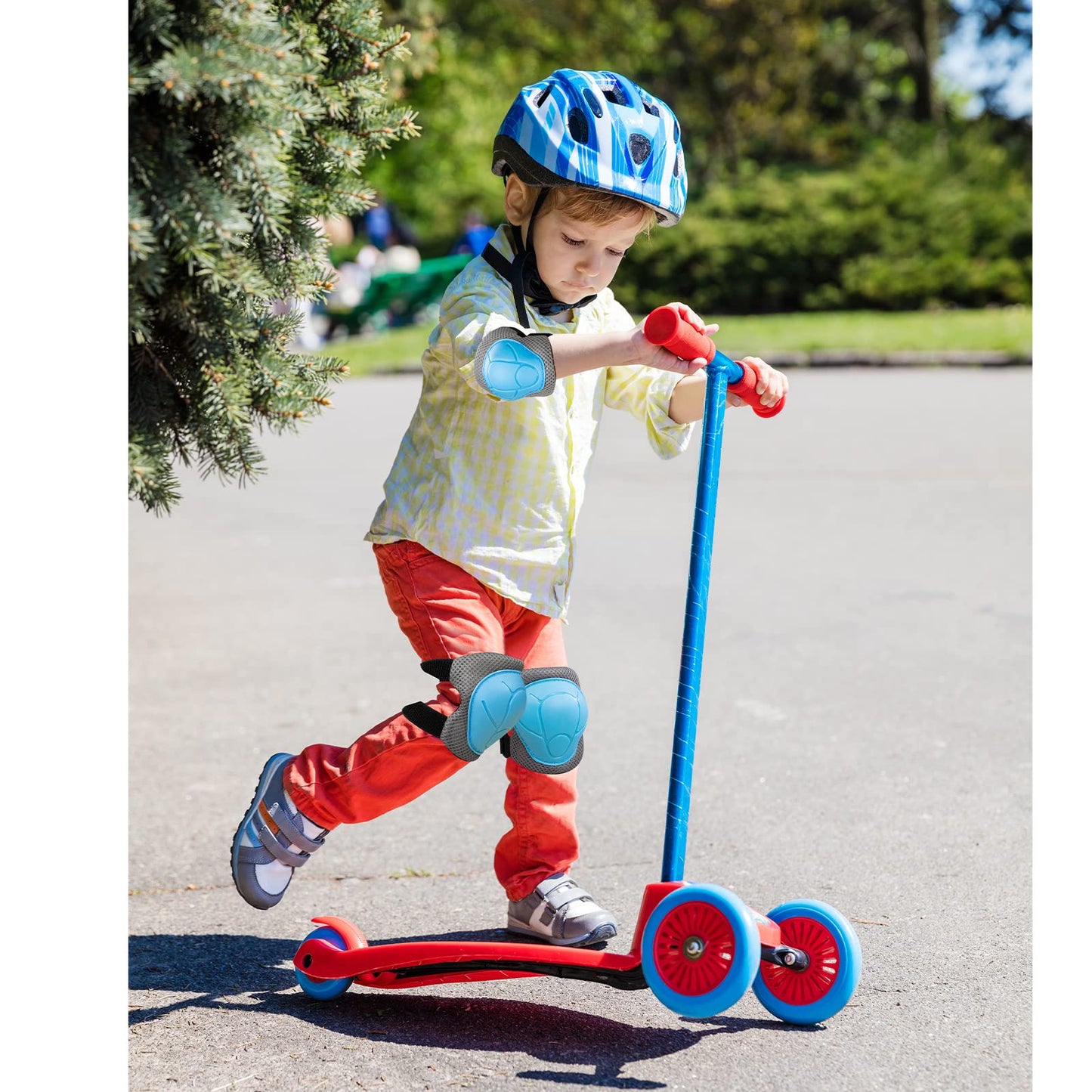 BOSONER Basic Kids Protective Gear: Kids Knee Pads and Elbow Pads with Wrist Guards Set for 3-15 Years - Design for Roller Skates, Cycling, BMX Bike, Skateboard, Inline Skating, Scooter Riding Sports