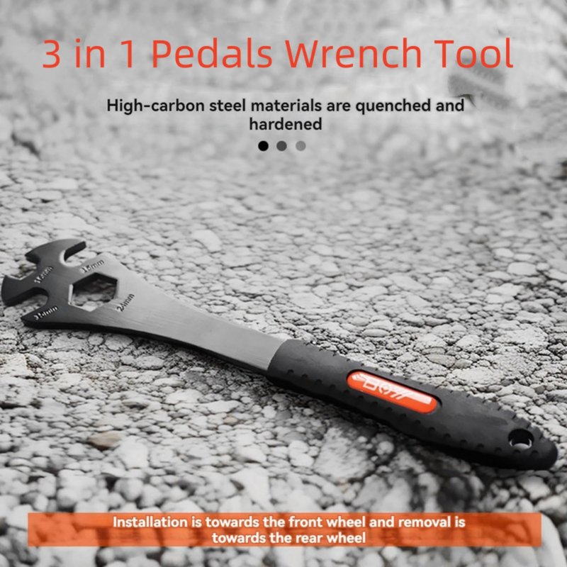 Chrisphil Bike Pedal Wrench, Heavy-Duty Steel Construction, Ergonomic Grip Handle Universal Fit for Road & Mountain Bikes (3in1 Bike Pedals Wrench)