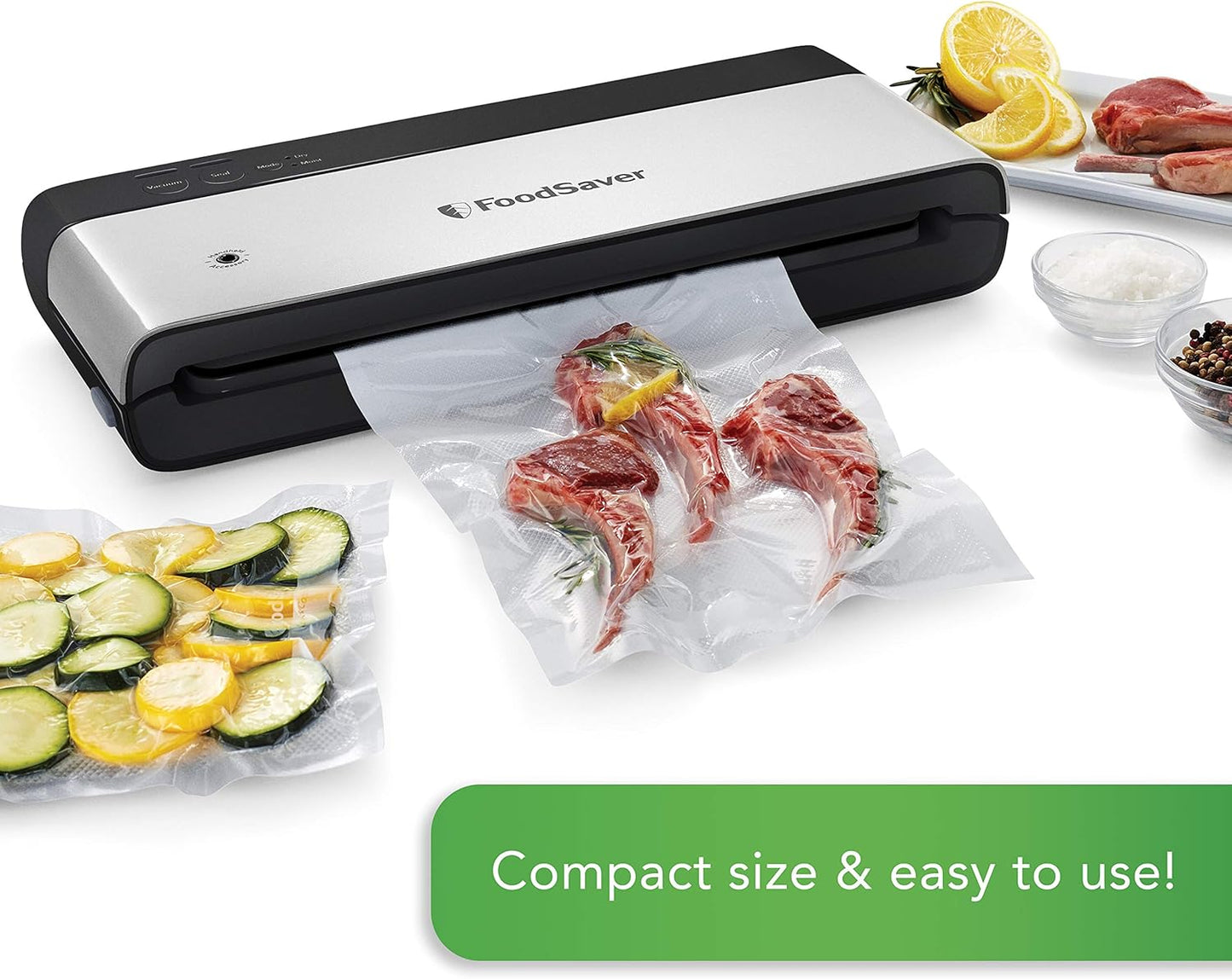 FoodSaver Vacuum Sealing Machine - Airtight Food Storage & Sous Vide | 44 Quart Precut Bags