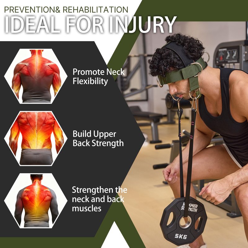【GurZinn】 Neck Harness Trainer - Adjustable 40" (100cm) Heavy Duty Rope & Neoprene Padding | Improve Neck Strength & Reduce Neck Pain | Gym & Home Use