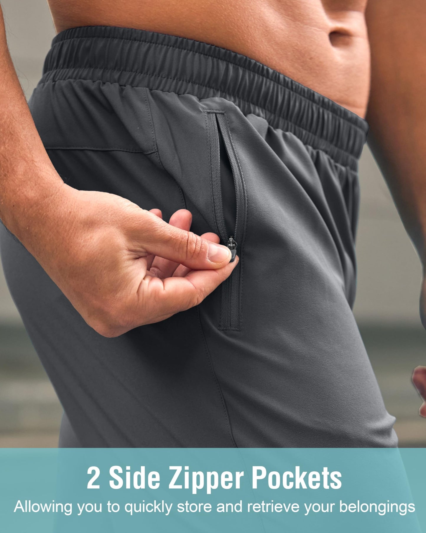 G Gradual Men's Athletic Running Shorts with Zipper Pockets Quick Dry 7"/ 5"/ 9" Workout Gym Shorts for Basketball Hiking(Dark Grey,7XXL)