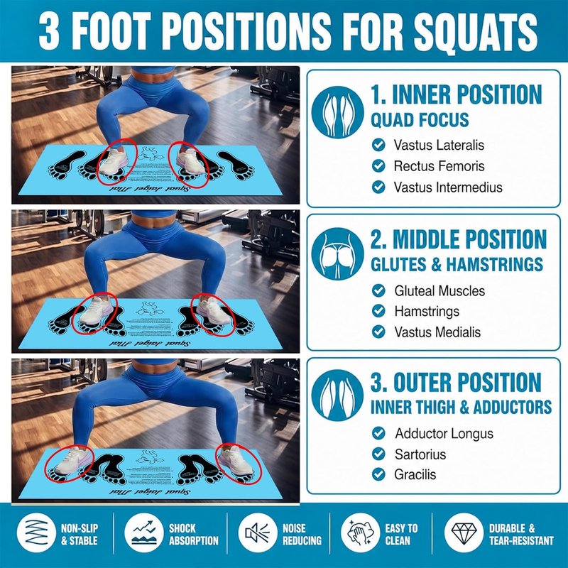 Anti-Slip Squat Mat - Lightweight Training Mat for Leg & Abdominal Exercises | Portable Design