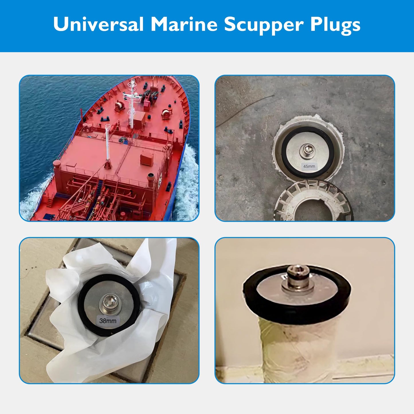BOPOREAE Expandable Mechanical Seal Cleanout Pipe Plug-Rubber Expansion Scupper Plugs & Removable Stainless Steel Allen Wrench Handle, 2-1/16 to 2-9/16 in Sewer Cap Cover, Winterizing Pool Boat Plugs