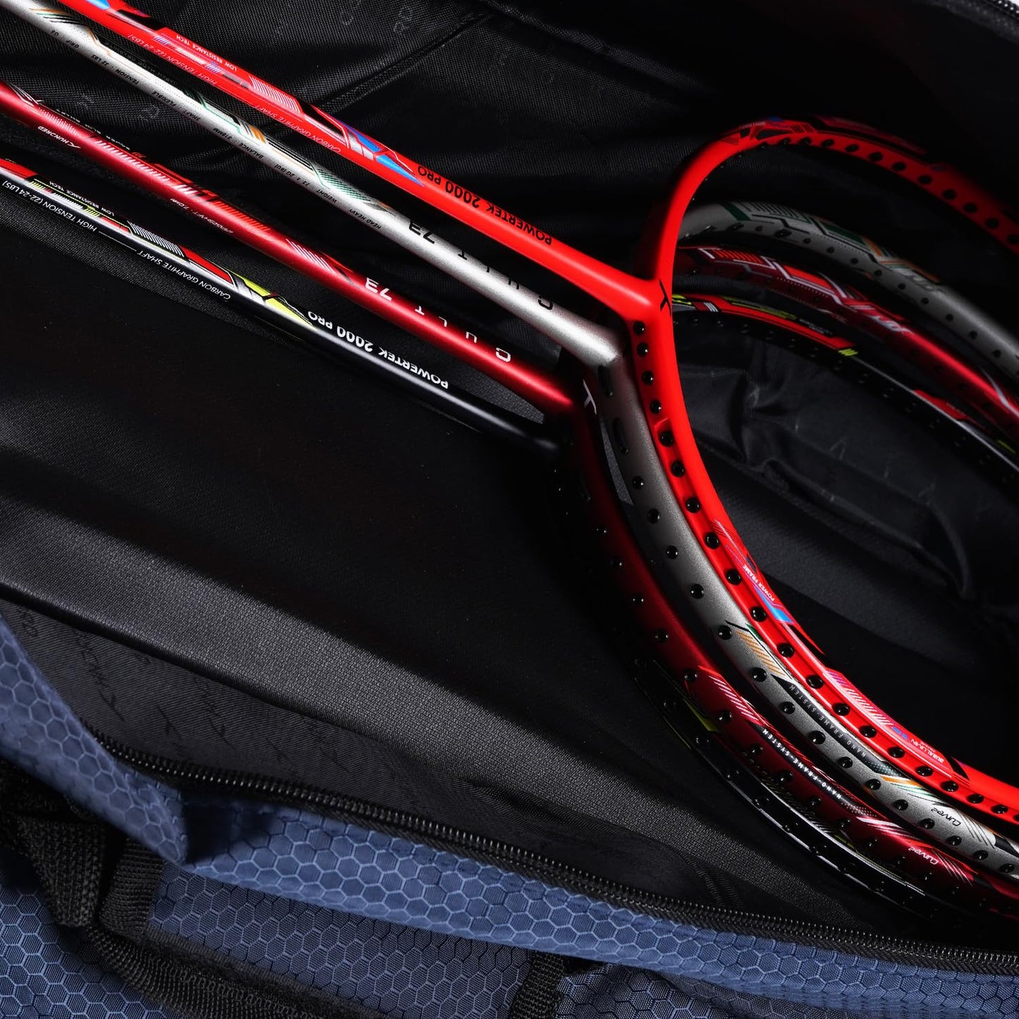 HUNDRED Ideal Badminton and Tennis Racquet Kit Bag | Size: Large | Material: Polyester | 2 Compartments with Side Pouch | Front Zipper Pocket | Padded Back Straps | Easy-Carry Handle | Navy Blue(6in1)