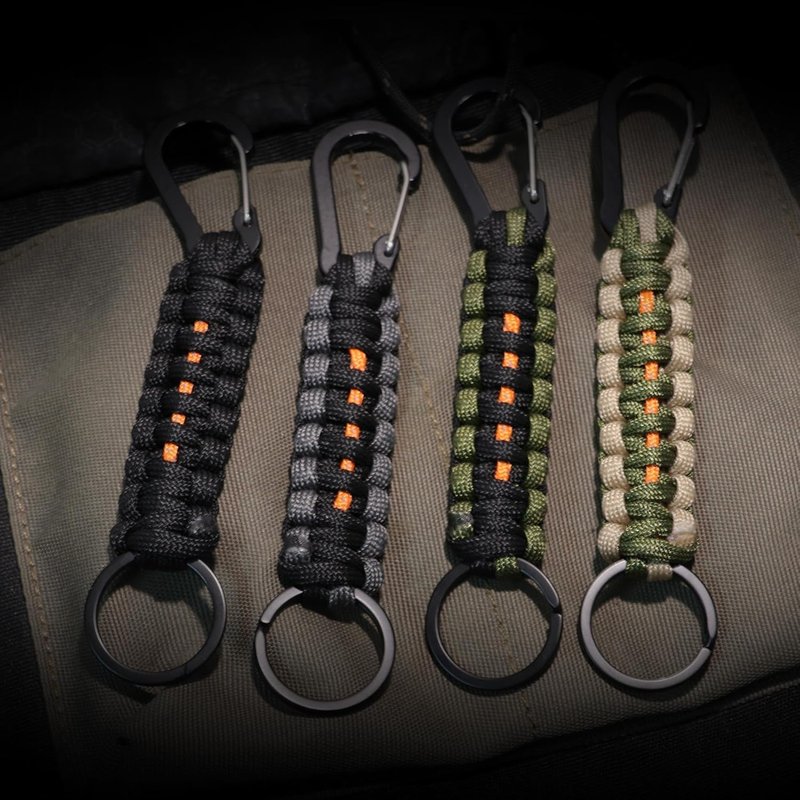 Tactical Paracord Badge Lanyard - Heavy-Duty Keychain with Reflective Strip | Handmade Rope Necklace for ID/Keys
